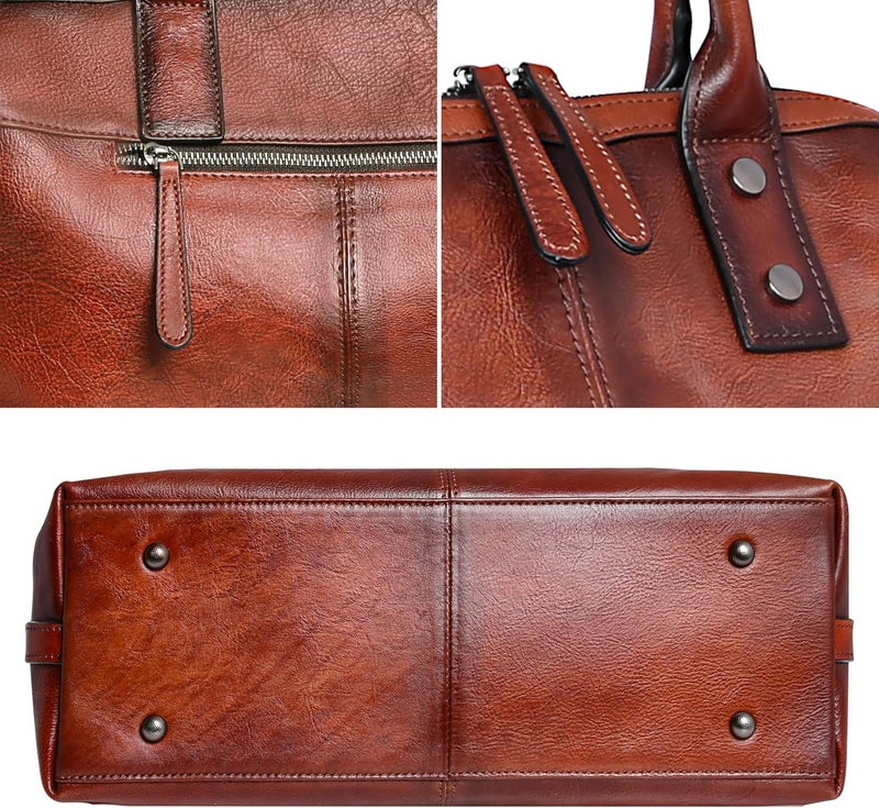Iswee Genuine Leather Satchel Tote Bag Top Handle Handbag Designer Shoulder Bag Large Capacity Cross Body Bag - Image 5